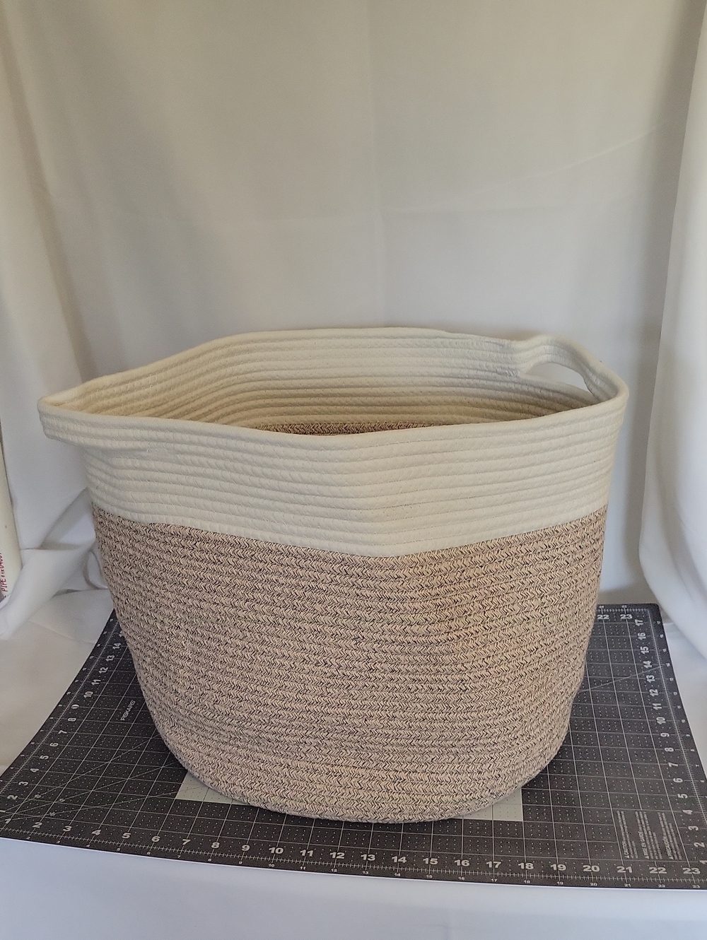 Canvas Rope Storage Basket in Cream and Tan
